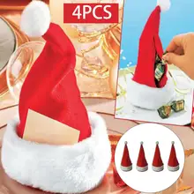 4 шт Рождественские милые мешки для печенья, конфет, Маленькая рождественская шапка, мешочек для детей, Рождественские декоративные сладости, коробка, рождественские принадлежности, подарки