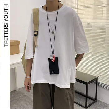 

TFETTERS Summer Couple Clothing New Casual Loose O-Neck Short Sleeved Men T Shirt Korean Fashion Solid Color Oversized T Shirt