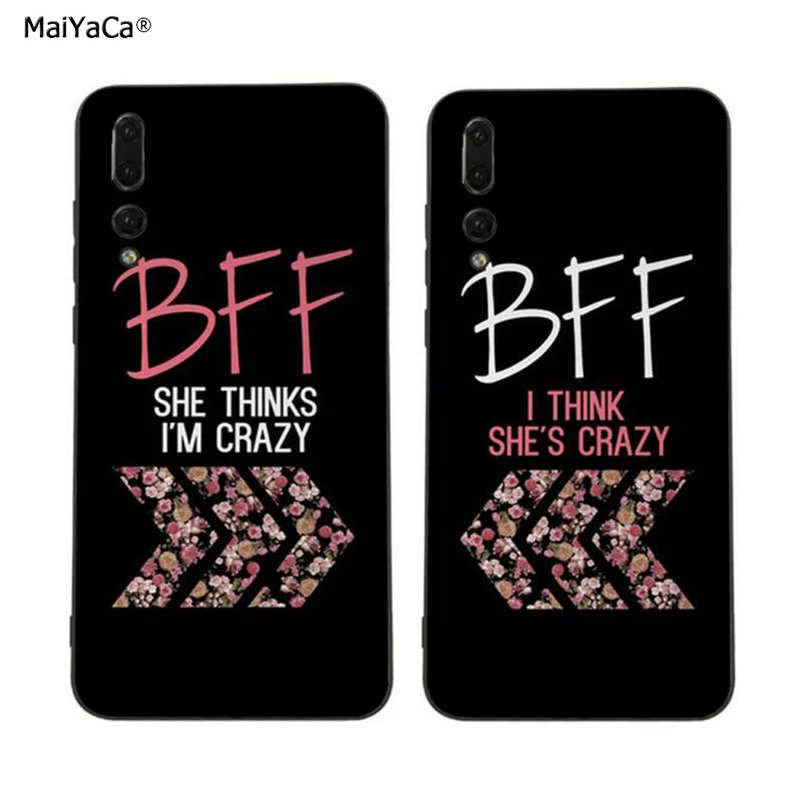 Чехол BFF с надписью best friends i am crazy для Huawei P20 P30 Pro lite P10 plus P9 Mate 10 20 pro Honor view Y7 prime Y9