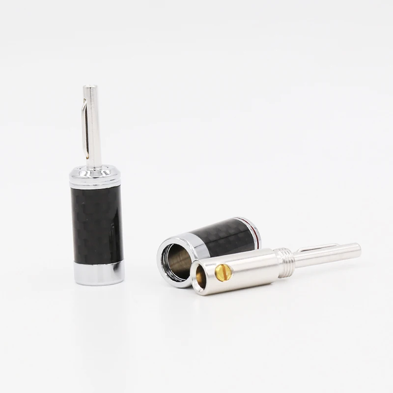 

B440R Rhodium Plated Carbon Fiber Speaker Cable Banana Terminal Connector 4pcs