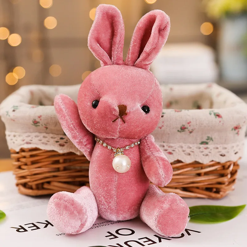 04 2pcs 15cm Dorable Plush Animal Shape Bear Keychain Stuffed Colorful Rabbit Pendant Lovely Elephant for Girl and Children Gifts - Цвет: 04