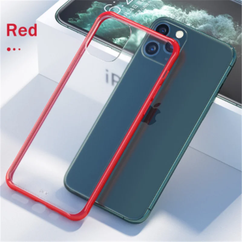 Матовый чехол для телефона для iPhone 6 6S 7 8 Plus X XS Max XR прозрачный для iPhone 11 Pro Max чехол для телефона прозрачный - Цвет: Red