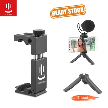

YICHUANG Aluminum Phone Tripod Mount Adapter Clip Bracket Holder Stand for iPhone Andriod Smart Phones Video Shooting