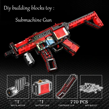 

DIY assembled toy gun Submachine gun HK mp5 machinepistool bricks assemblage speelgoed met shotting toys for children.