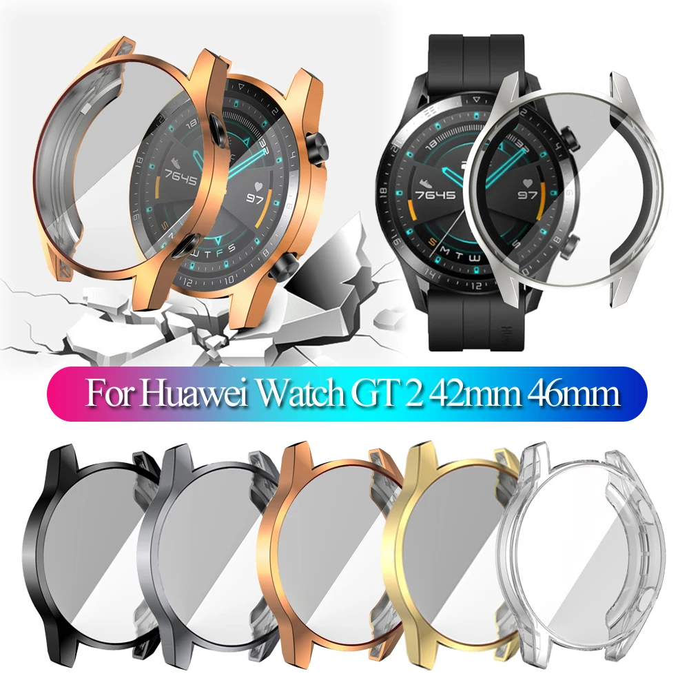 Для huawei Watch GT 2 46 мм 42 полное покрытие защита экрана Гальванизированный TPU чехол