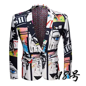 

Plus Size Men Casual Suit Blazer New Year Spring Slim One Button Coat Banquet Gala Dress Performance Costume Pop Gothic Jacket