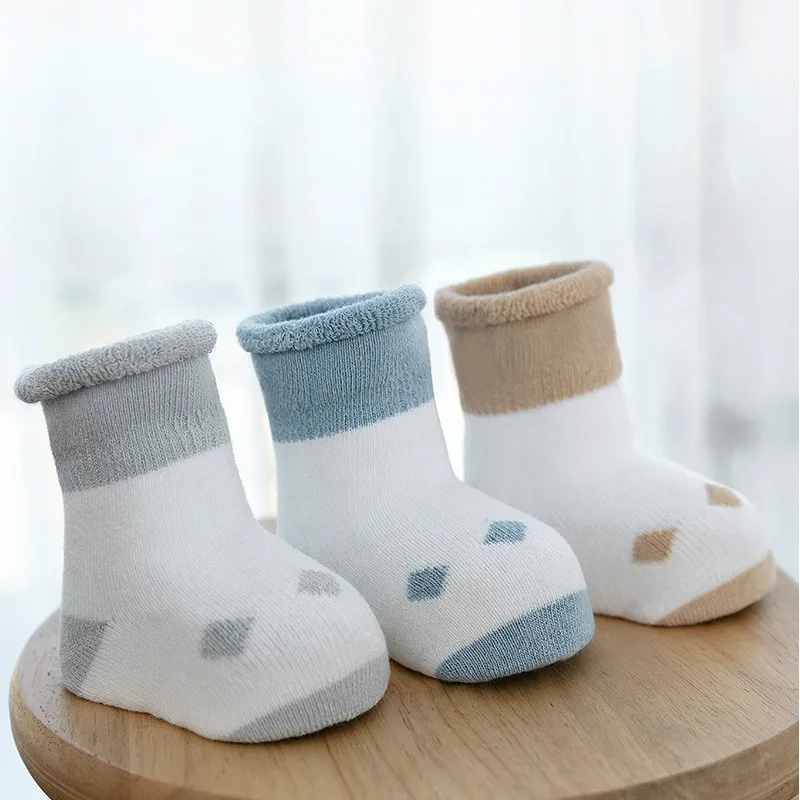 Осенне-зимние махровые носки детские Нескользящие носки-тапочки для девочек и мальчиков, теплые носки для новорожденных От 0 до 3 лет