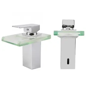 

LED Sink Faucet Basin Faucet Chrome Hot and Cold Mixing Faucet 3-color LED Wide Mouth Waterfalll Sink
