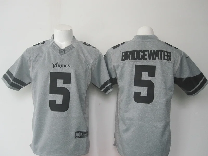 Stitiched, Minnesota s, Teddy Bridgewater Laquon tredwell Harrison Smith Anthony Barr, женщины, молодежные, Детские Джерси - Цвет: Серый