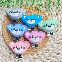 10PCS Bear Silicone Pacifier Clip DIY Baby Teething Teether Necklace Bead Tool Nurs Gift Round Heart Accessories 1