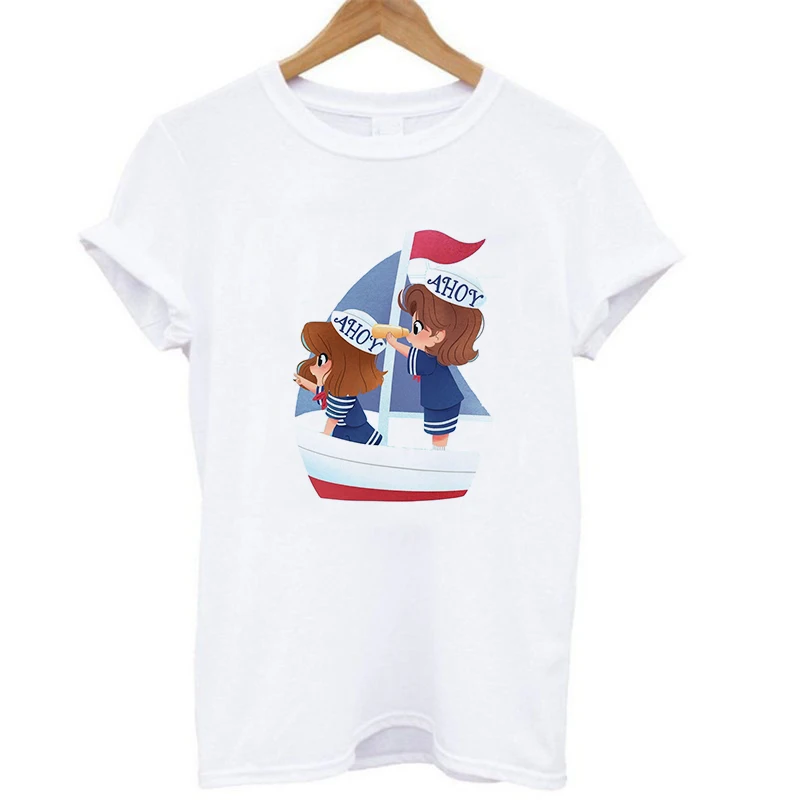 

Stranger Things Women Short Sleeve Casual Ahoy T Shirt Navy Style Tops