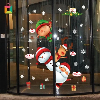 

Removable Christmas Window Stickers for Children Self Adhesive Decorations for Home Showcase Stickers Navidad Glass Wall Decals