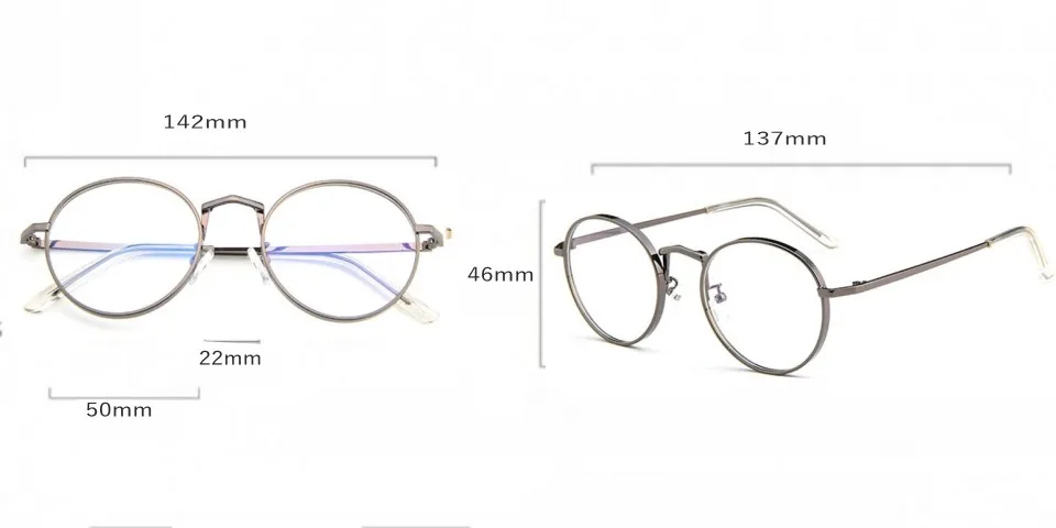 New Retro Glasses Frame Women's Transparent Metal Optical Round Glasses Myopia Reading Prescription Eyeglasses Frame Clear Lens