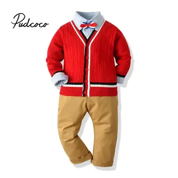

Autumn Winter Boys Gentleman Clothing Set Wool Jacket+Bow tie Dress Shirt +Denim Pants 3Pcs Casual Suit Boys Fashion Kids Outfit