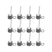 

30pcs Stainless Steel Cup Shape 11mm Long Post with 1.5mm Loop Ear Studs For DIY Jewelry Making Earring Accessories