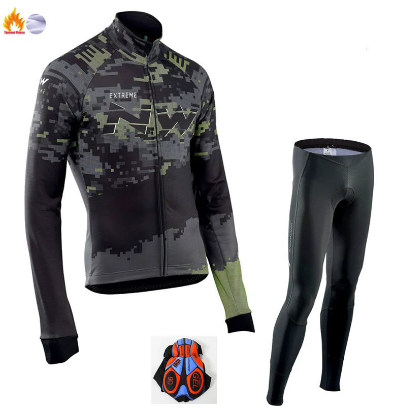 Northwave зимняя велосипедная одежда с длинным рукавом Джерси NW Мужская Pro Team теплая куртка комплект MTB Одежда термофлис Ropa Ciclismo - Цвет: Winter Cycling suit