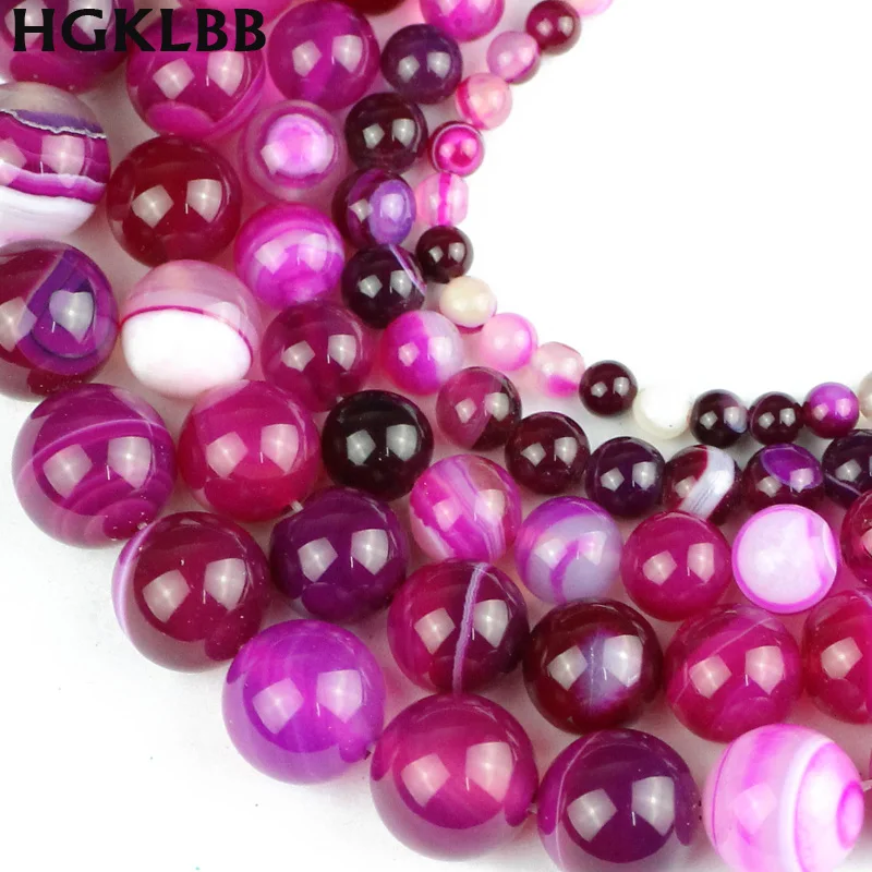 HGKLBB розовое полосы из сердолика Натуральный камень 4/6/8/10/12 мм круглые объемные