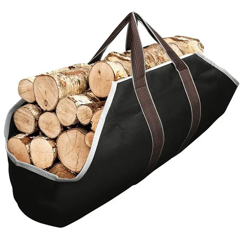 Canvas Tote Bag Carrier Indoor Fireplace Firewood Totes Holders Round Woodpile Rack Fire Wood Carriers Carrying for Outdoor Tubu | Спорт и