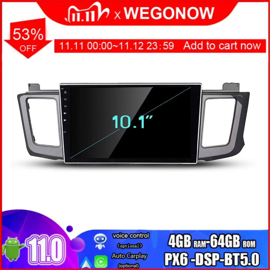 PX6 DSP IPS HD 10 1 &quotAndroid 11 0 для Toyota RAV4 RAV 4 2012-2015 Гб + 64 ГБ 8-ядерный автомобильный DVD-плеер