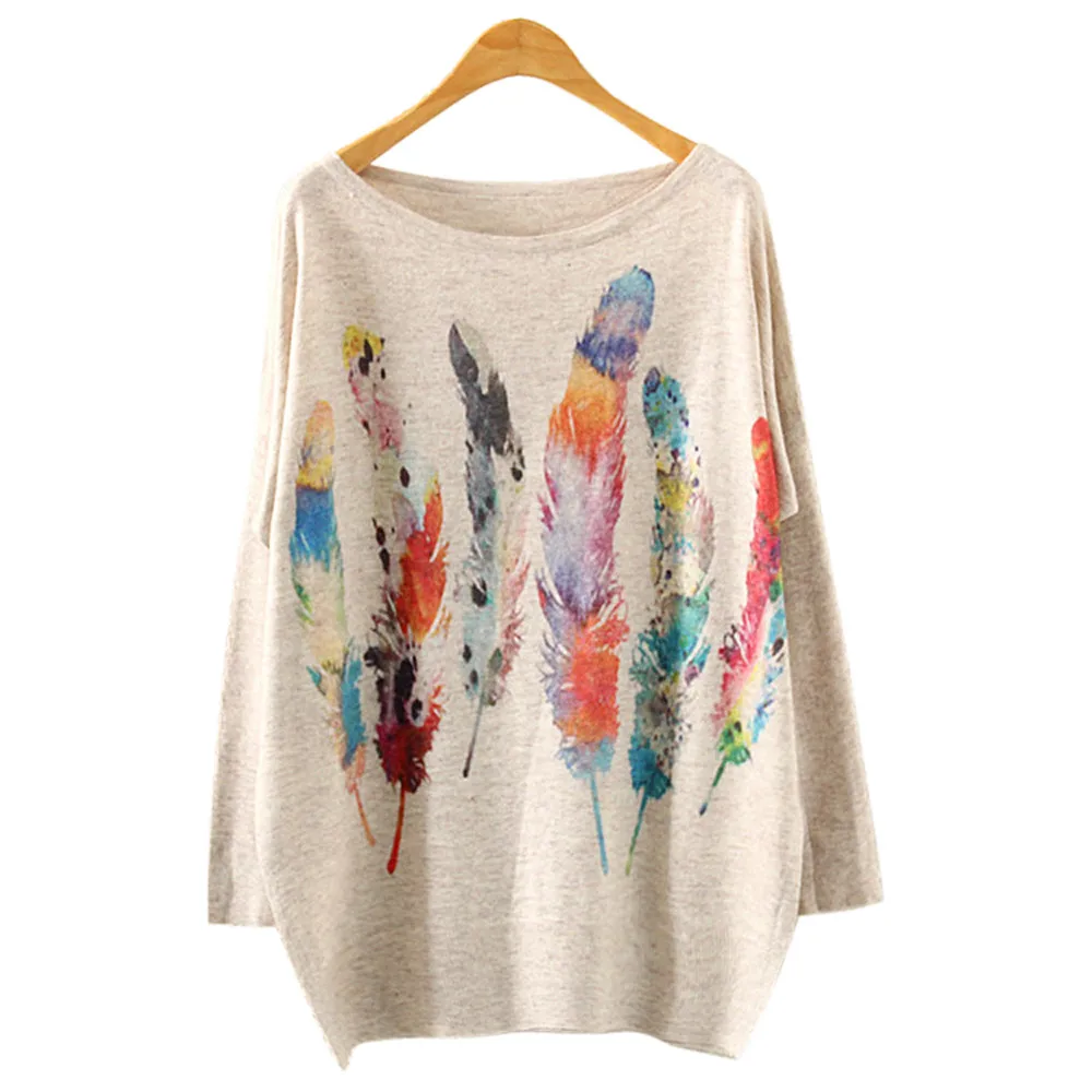 

Jaycosin Womens Christmas Batwing Long Sleeve Color Loose Knit Sweater Jumpers O-Neck Elegant Casual Stylish Knitwear Tops
