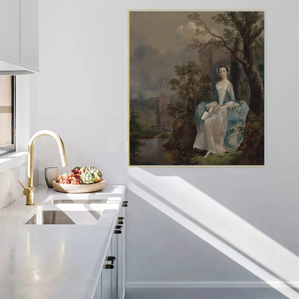 Citon Thomas Gainsborough 《 Ritratto Di Una Donna Di 》 Di Arte Della Tela Pittura A Olio Artwork Poster Immagine Moderna Della Decorazione Della Paret