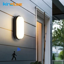 PIR датчик движения, наружные водонепроницаемые настенные лампы IP54, для прохода, балкона, крыльца, огни 16 Вт, 20 Вт, овальная влажная лампа, для ванной комнаты, для туалета, Декор