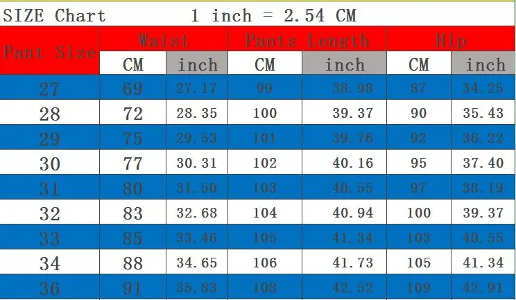 QT1012牛仔裤尺码