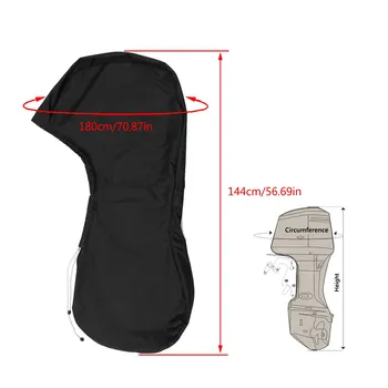 

New 56.69inch 600D Black Boat Full Outboard Engine Cover For 30-60 Hose power Motor Waterproof