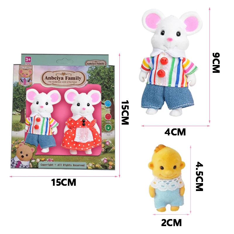 17PCS Forest Animal Family 1:12 Plush Dolls Set Cartoon Kids Toys For Girl Baby Birthday Christmas Gift Rabbit Family Dollhouse 5