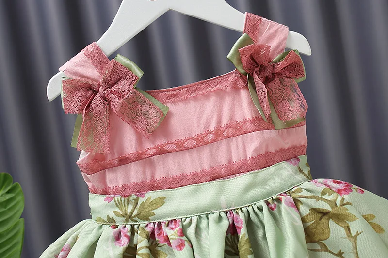 Baby Girls Printed Lolita Princess  Bowknot Sleeveless Dress Children Baby Infants Dresses+pp Short Pants 2pcs Sets Kids Baby Clothing Set luxury