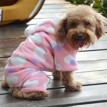 

Pink Printing Heart Pet Dogs Winter Hoodie Coat Fleece Coats Cat Jumpsuit Clothes Warm Soft Costume Jumpsuit Apparel