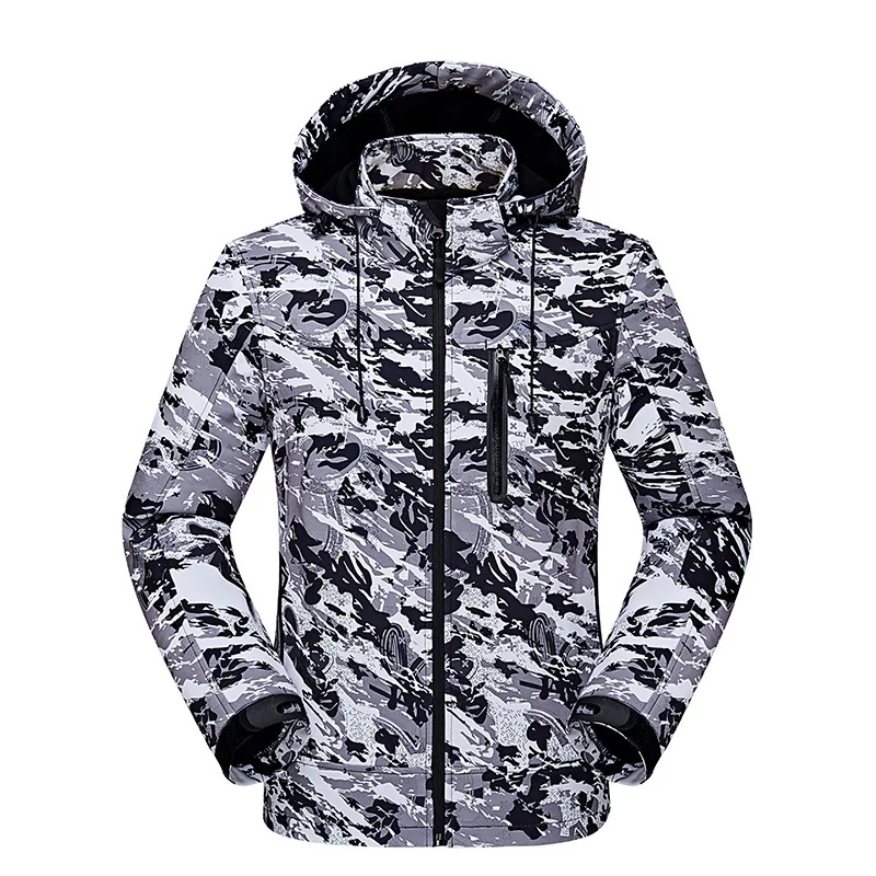 

Men Hooded Windbreaker Hiking Jacket Camouflage Climbing Waterproof Soft Shell Jacket Warm Winter Outdoor Rain Coat AA12068