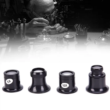 

4pcs Magnifying Glass 5X/10X/15x/20x Portable Loupe Lens Jeweler Watch Magnifier Tool Eye Magnifier Len Repair Kit Tool