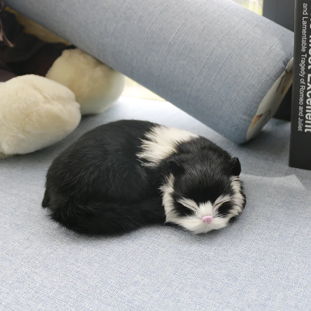 Simulation Cat Realistic Plush Toy Doll Stuffed Kitten Model Figurine Companion Pet Children Birthday Gift Home Table Decor