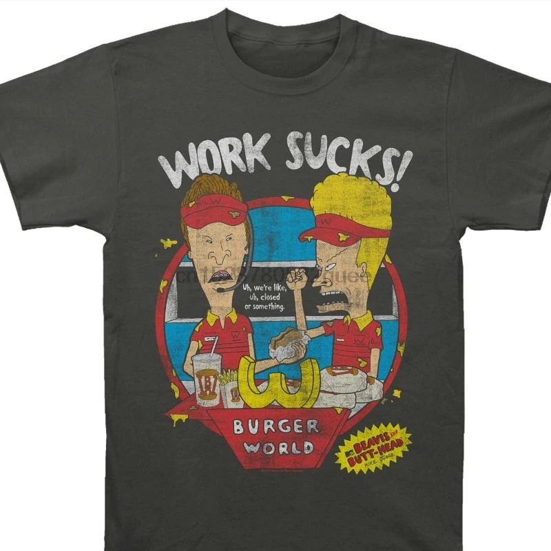 Мужская забавная футболка для женщин и мужчин крутая Beavis Butthead Work sups Fashiont Shirt(1) |