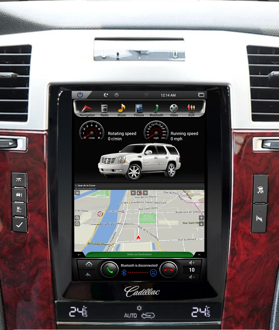 Perfect Vertical Screen 10.4" Quad Core Tesla 1024*768 Android Car DVD GPS Navigation Radio Audio Player for Cadillac Escalade RAM 2GB 5