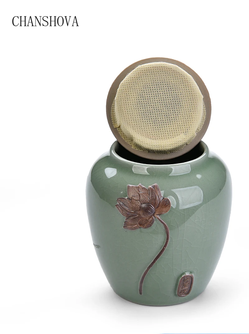 CHANSHOVA ceramic tea jar sealed storage tank teapot tea box Chinese tea set tea container tea storage barrel travel tea set