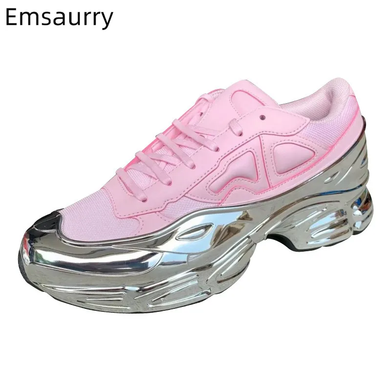 

New Coming Casual Shoes Woman Round Toe Cross Lace Up Fashion Flats Footwear Thick Silver Bottom Genuine Leather Shoes Woman