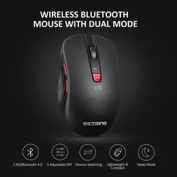 

VicTsing Dual mode Bluetooth 4.0/Wireless 2.4G Mouse 800-2400DPI 6 Buttons Mice For USB Ports Laptop/PC