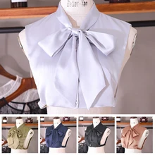 

New Fake Collars For Women Office Ladies Satin Shirt Bowknots Small Scarf Elegant Neckwear Detachable False Collar