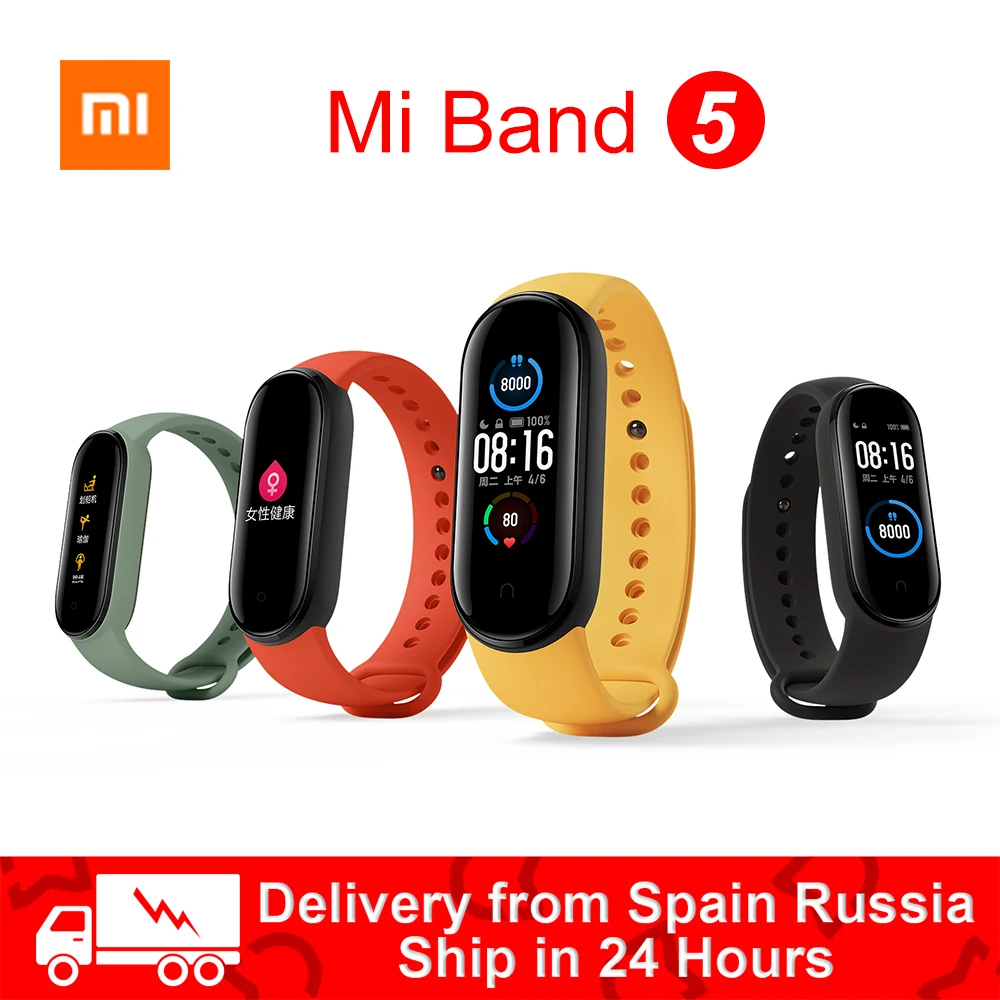 Смарт браслет Xiaomi Mi Band 5 4 цвета AMOLED экран смарт фитнес трекер Bluetooth спортивный