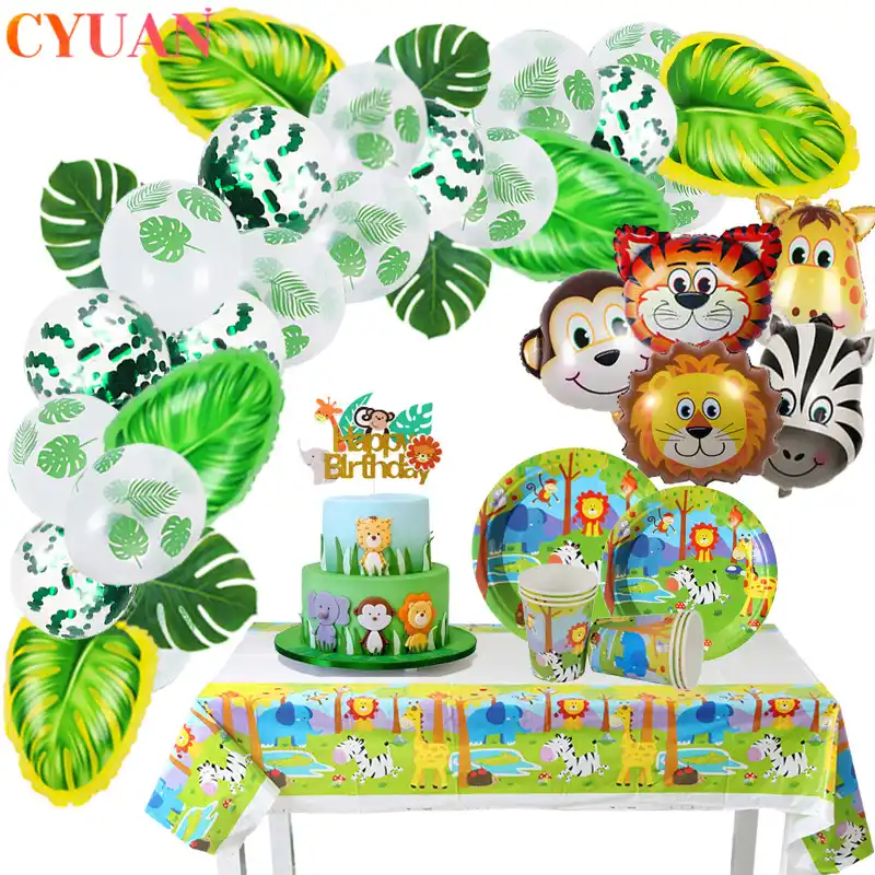 Decoration De Wild One Anniversaire A Theme Safari Pour Enfants Ballons D Animaux Pour Garcon Fete Prenatale Vaisselle De Table Hawaienne Fete De Premier Anniversaire Fete Prenatale Aliexpress