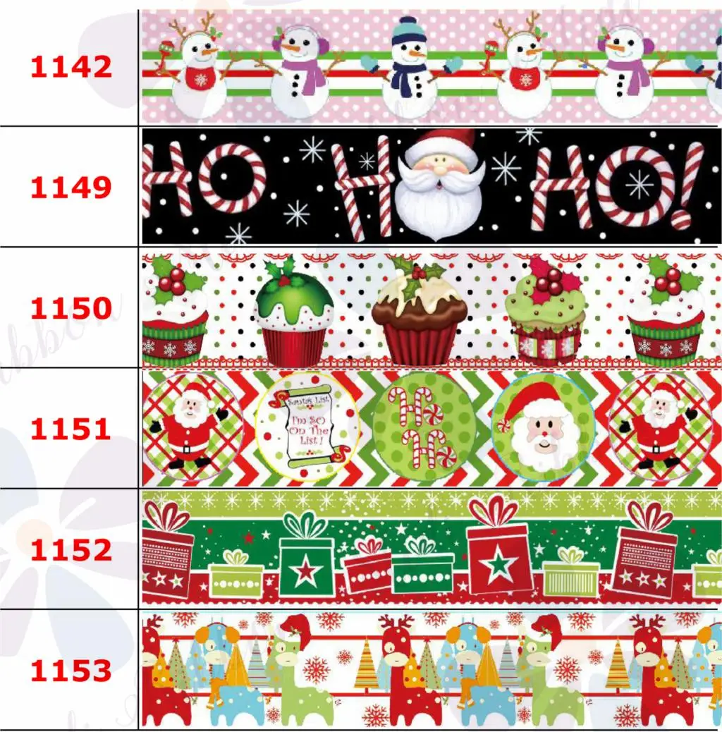

16mm-75mm Merry Christmas Series Cartoon Elk Stockings Bell Printed Grosgrain/Foe Ribbon DIY Hair Bands Party Decor 50yards/roll