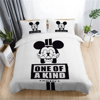 

3Pcs Disney White Mickey Minnie Mouse Bedding Sets Adult Twin Full Queen King Bedroom Decoration Duvet Cover Set Pillowcase