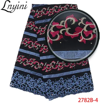 

Cotton Swiss Voile Lace Fabric High Quality Swiss Voile Lace in Switzerland Embroidered Dry Lace Fabric with Stones L2782B