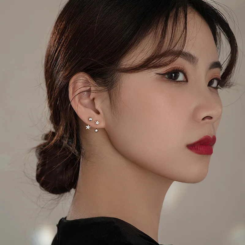 925 Silver Star Flash Crystal Earrings