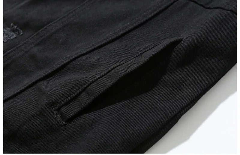 KIOVNO High Street Ripped Distressed Denim Jackets Men Pleated Black Color Jeans Jackets Outwear For Male Washed  (6)