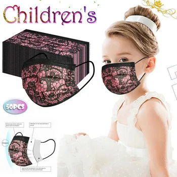 

50pc Children Protec Mask For Face Girls Masks Dustproof Lace Masks For Face Breathable Masque Mascarillas Meltblown