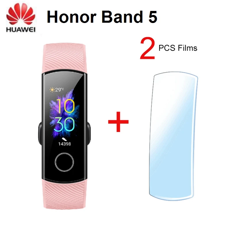 H Band 5 Add Films Смарт-браслет Huawei Honor Band 5 4, оксиметр AMOLED, сенсорный цветной экран, для обнаружения осанки, 5 АТМ, водонепроницаемый Honor Band - Цвет: H Band 5 Add Films