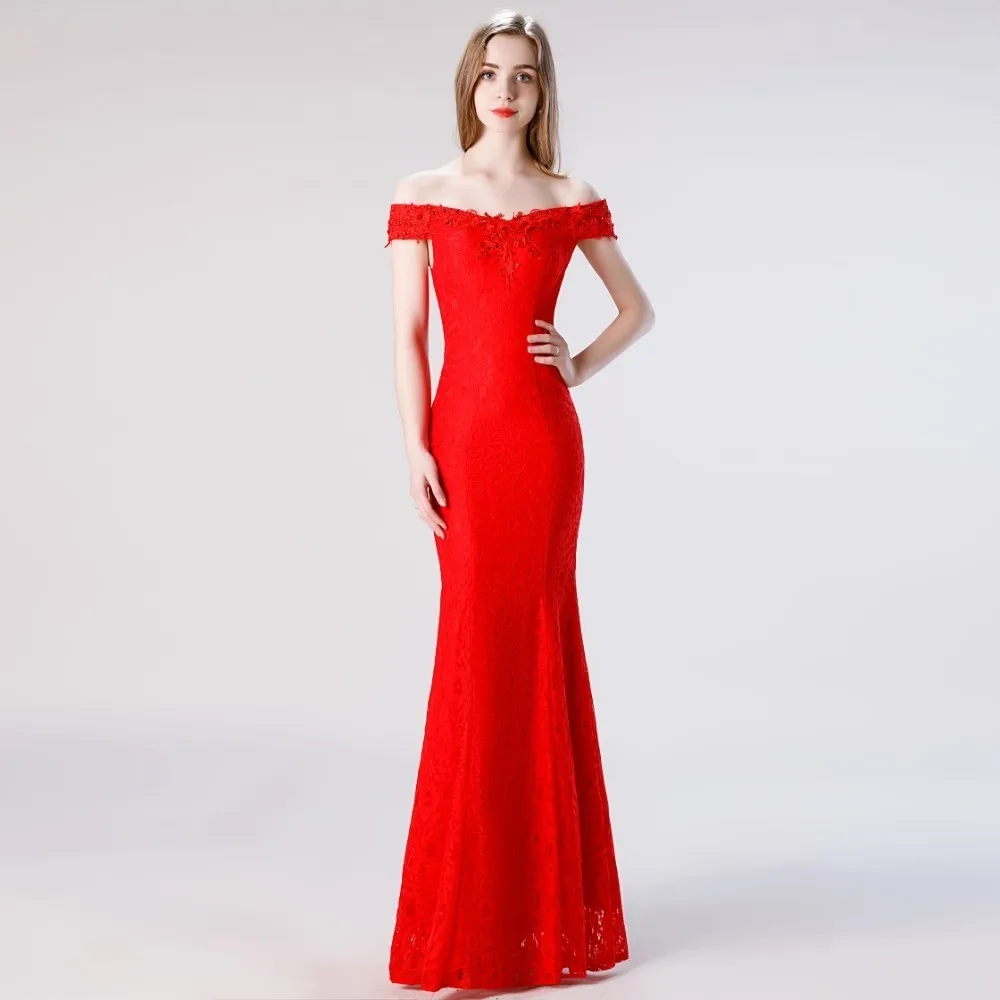 Vivian's Bridal простое платье с открытыми плечами для женщин, платье Русалочки с блестками, кружевное платье с аппликацией, красное кружевное платье, элегантный длинный формальный платье